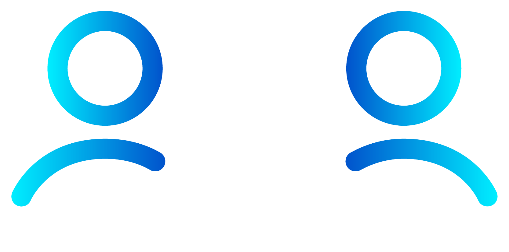 iconography - three people, two are highlighted in blue and one is highlighted in white